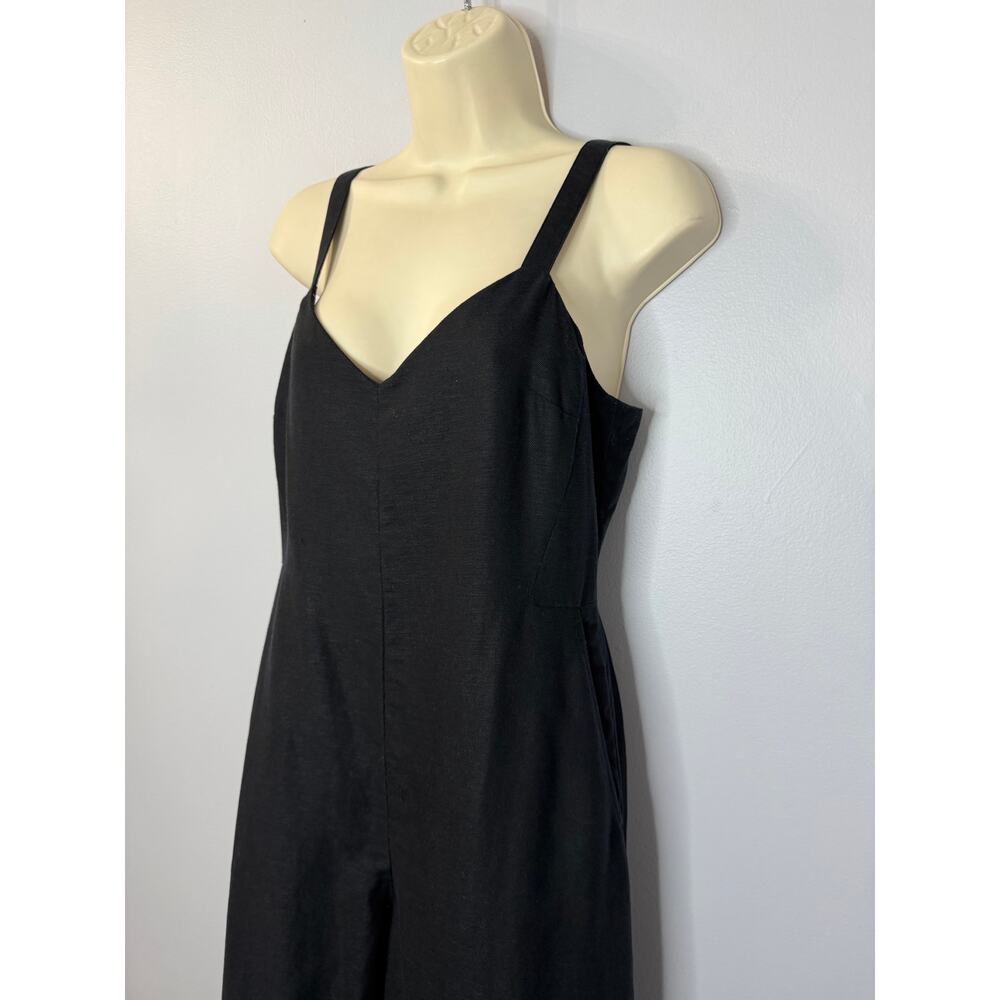 Club Monaco Wide Leg Linen Blend Jumpsuit Black Women's 2 Classic Relax - Picture 10 of 16